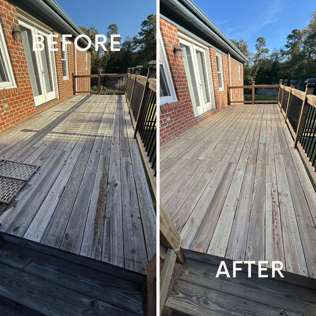 Driveway before and after pressure washing